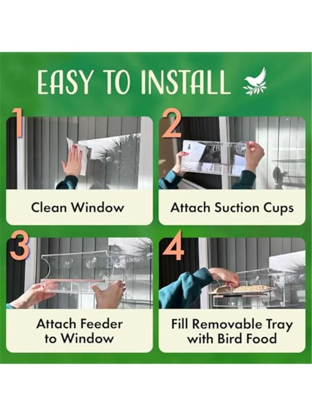 Window Bird Feeder by Nature’s Hangout - Award-Winning Clear Acrylic Bird Feeder